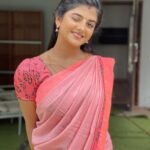 Gabriella Charlton Instagram - My necklace is always imperfect 🙈 Saree and blouse customised beautifully by @sdduniqueboutique_97