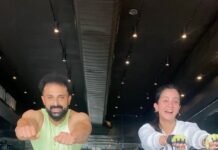 Harshika Poonacha Instagram - After working out for an hour , Ek Reel tho bantha hai 😍 #trending #gym #workout #fitness #freak #trainer #cardio #dance #punjabi #music Gold's Gym RR Nagar
