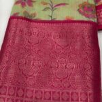 Joy Crizildaa Instagram – Beautiful floral print linen saree with jacquard border
 To place an order Kindly DM ! ❤️

Disclaimer : color may appear slightly different due to photography
No exchange or return 
Unpacking video must for any sort of damage complaints 

Threads here and there, missing threads,colour smudges are not considered as damage as they are the result in hand woven sarees. 

#joycrizildaa  #joycrizildaasarees #handloom #onlineshopping #traditionalsaree  #sareelove #sareefashion #chennaisaree #indianwear #sari #fancysarees #iwearhandloom #sareelovers  #sareecollections #sareeindia