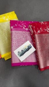 Joy Crizildaa Instagram - Organza saree 5 colors available To place an order Kindly DM ! ❤️ Disclaimer : color may appear slightly different due to photography No exchange or return Unpacking video must for any sort of damage complaints Threads here and there, missing threads,colour smudges are not considered as damage as they are the result in hand woven sarees. #joycrizildaa #joycrizildaasarees #handloom #onlineshopping #traditionalsaree #sareelove #sareefashion #chennaisaree #indianwear #sari #fancysarees #iwearhandloom #sareelovers #sareecollections #sareeindia