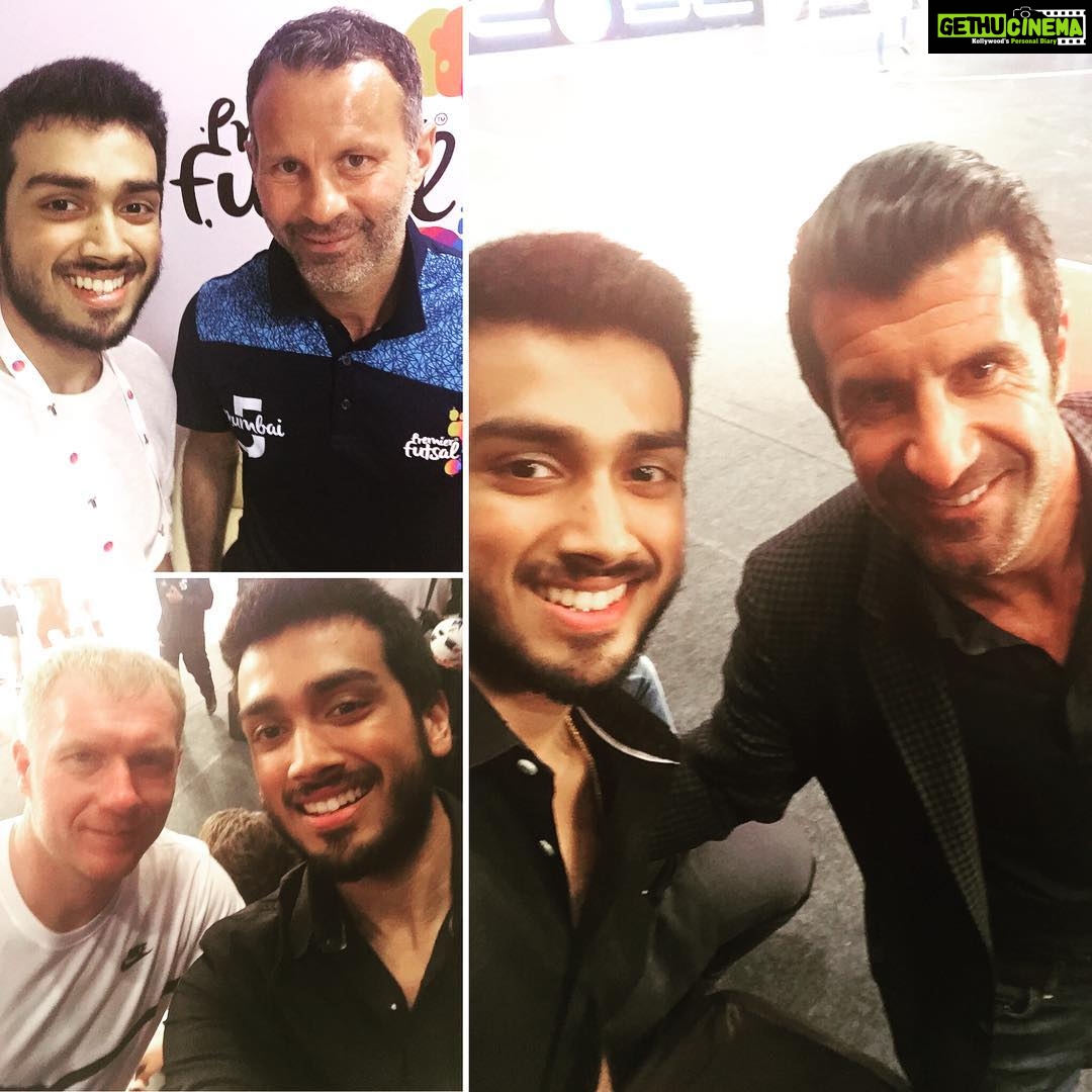 Kalidas Jayaram Instagram - A huge fan moment for me ! Got an opportunity to meet few of the living legends in the world of football @luis__figo #ryangiggs #paulscholes #manchesterunited #realmadrid #portugal
