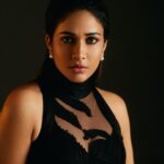 Lavanya Tripathi Instagram - 🖤 . . Styled by @jukalker Styling team @pratimajukalkar outfit @abhisheksharmastudio Earrings @preetimohanjewellery Photography @eshaangirri