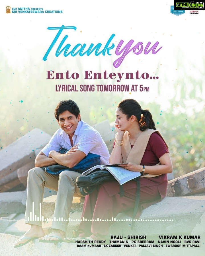 Malvika Nair Instagram - A sneak peek into the magical melody #EntoEnteynto 😍❤️ Full song tomorrow @ 5PM @chayakkineni @raashiikhanna @thisisvikramkumar @musicthaman @srivenkateswaracreations @pcsreeram.isc @malvikanairofficial @saisushanthreddy @avikagor @navinnooli @harshithsri @hanshithareddy @bvsravi