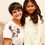 Mandira Bedi Instagram - Happy birthday my beautiful little shiney star. ⭐️🧿 I love you more and more every day. And I thank God for you every hour of every day. Thank you for coming into our lives, my litte Chimpy ❤️🙏🏽❣️🧿 #youvecomealongwaybaby ❤️💕⭐️ (Pic taken after a blow dry and wash at @bespokesalon_in 😀😎)