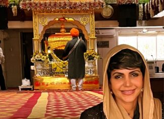 Mandira Bedi Instagram - #AkhandPaath ka #Bhog and #Langar .. in Raj’s name.. This morning with the kids and staff at the #Gurudwara 🙏🏽✨#DhanGurunanak #satnamshriwaheguru 🤍🙏🏽 Gurudwara Dhan Pothar Santacruz West