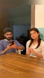 Maya Sundarakrishnan Instagram - We all have that over scene singer who pretends like he/she can’t sing - Tag that singer! With my boy @theabishekkumar 
These were the same kids who pretend like they didn’t study but end up topping the exam! 
#funnyreels #tamilreels #instafunny #mayakrishnan #theabishekkumar #singers #supersinger #funny #trending #enjoyenjaami #comedy