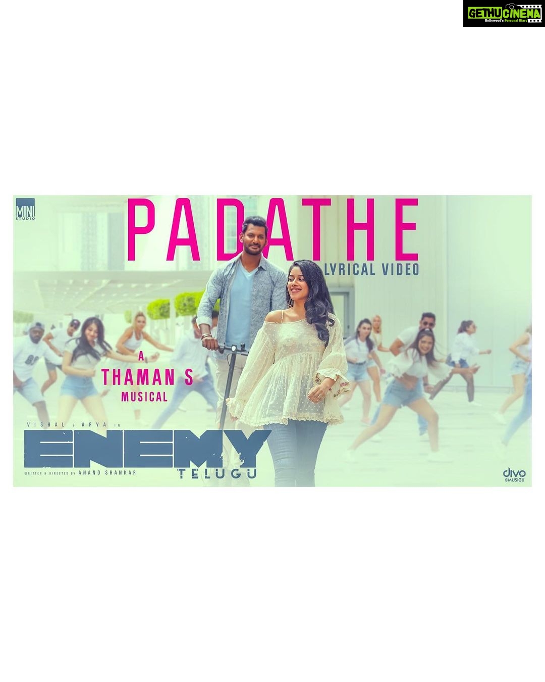 Mirnalini Ravi Instagram - The peppy first single of #ENEMY is out now. Check it out #Pathala #Pathala #pathala