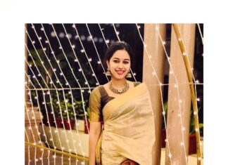Mirnalini Ravi Instagram - Black & gold 🌗 Accessories : @mspinkpantherjewel Pondicherry