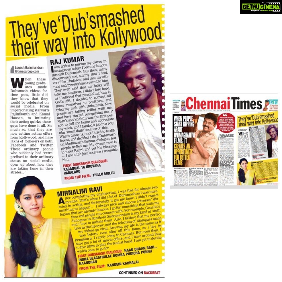 Mirnalini Ravi Instagram - Times of india 😍 Thank you for making my day 💛 #chennaitimes