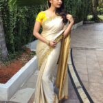 Nabha Natesh Instagram - Six yards of sheer elegance❤️❤️oh yeah it is !! But I always wonder how my mom and granny carry this at such ease. I keep tripping and walking around all uncomfortable 😭specially with those heels on( how many of u all relate to me ??😋) but hell yeah!! totally worth it ❤️❤️❤️