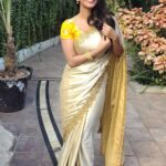 Nabha Natesh Instagram - Six yards of sheer elegance❤️❤️oh yeah it is !! But I always wonder how my mom and granny carry this at such ease. I keep tripping and walking around all uncomfortable 😭specially with those heels on( how many of u all relate to me ??😋) but hell yeah!! totally worth it ❤️❤️❤️