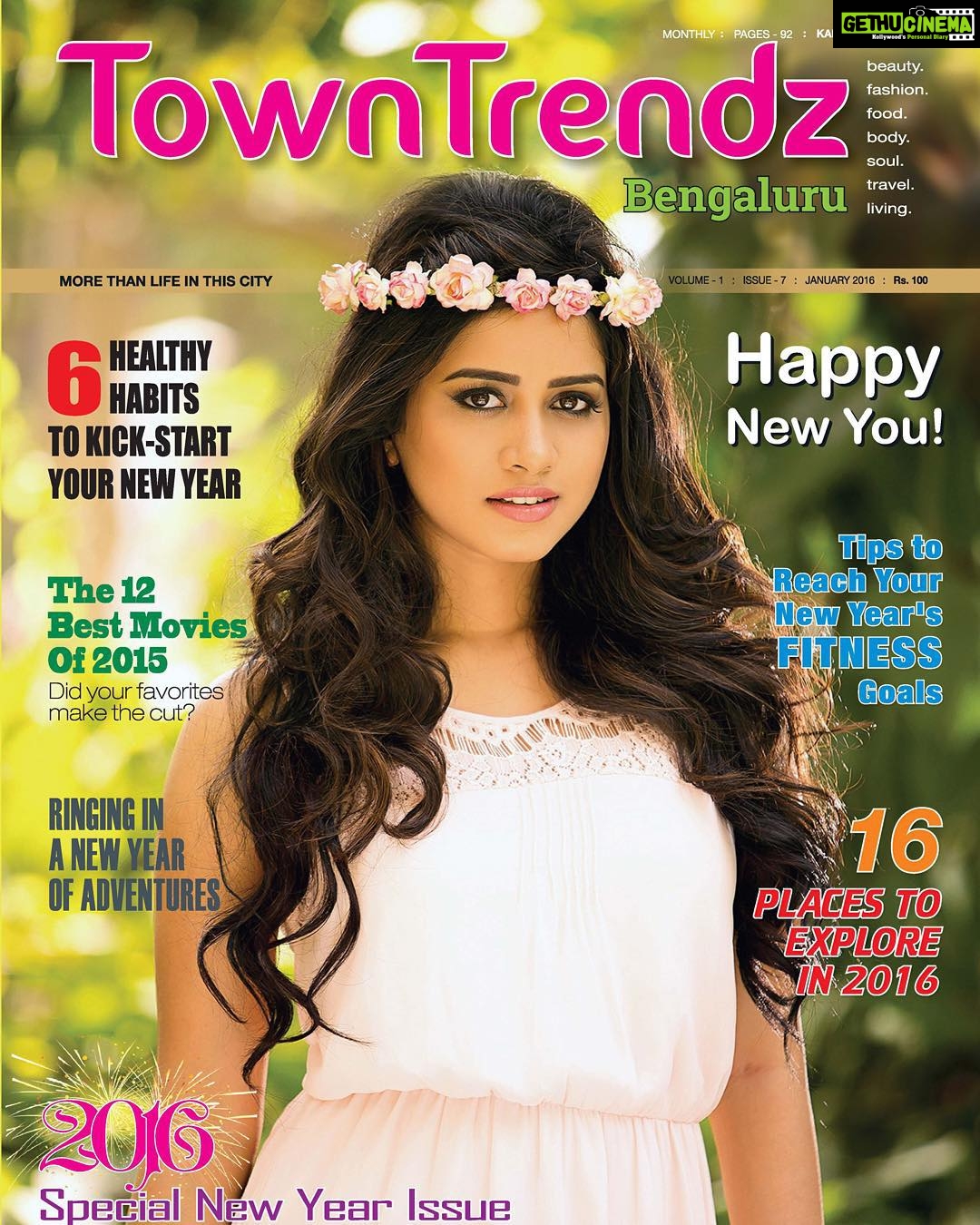 Nabha Natesh Instagram - Heyyyi😀 Grab you copy of Towntrendz New Year edition now. Happy new year. Happy New You😀 #coverpage#nabhanatesh#actor#love#work