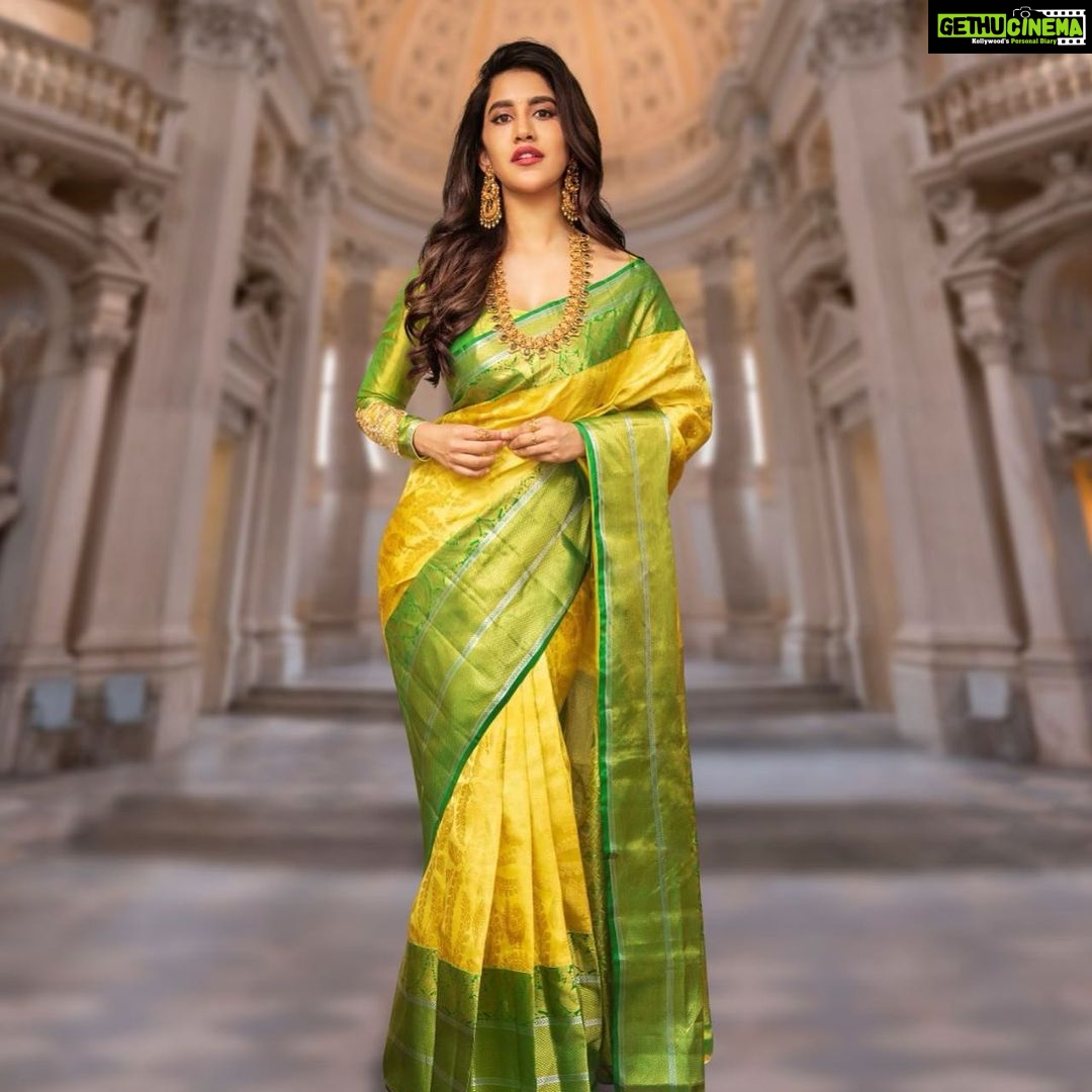 Nabha Natesh Instagram - This truly timeless Kanchipattu saree from @rsbrothersindia stole my heart at the first sight itself. It is definitely a piece of treasure that exudes our rich traditional values. Outfit by @rsbrothersindia Jewellery by @rsbrothers_jewellers Pic by @chinthuu_klicks Styled by @meghanaalluri #lovewearingsaree #kanchipattusaree #kanchisaree