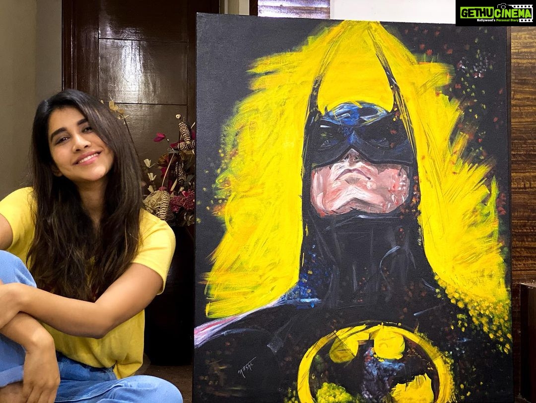 Nabha Natesh Instagram - It's not who I am underneath, but what I do that defines me - Bruce Wayne/Batman An ode to BATMan, Took me 6/7 sessions to make this and the process was exhilarating .. u gotta see it live , u ll super be proud of me ☺️ Aayyy🙋🏻♀️if u are a BATMAn fan