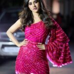 Nabha Natesh Instagram - There s nothing called as too much pink !! Bringing some disco vibes to disco Raja promotions !! #discorajafromjan24th : : : : : : : Styled by @impriyankasahajananda Outfit @ahmadcouture accessories @vibha_creations_collections #styledbypriyankasahajananda
