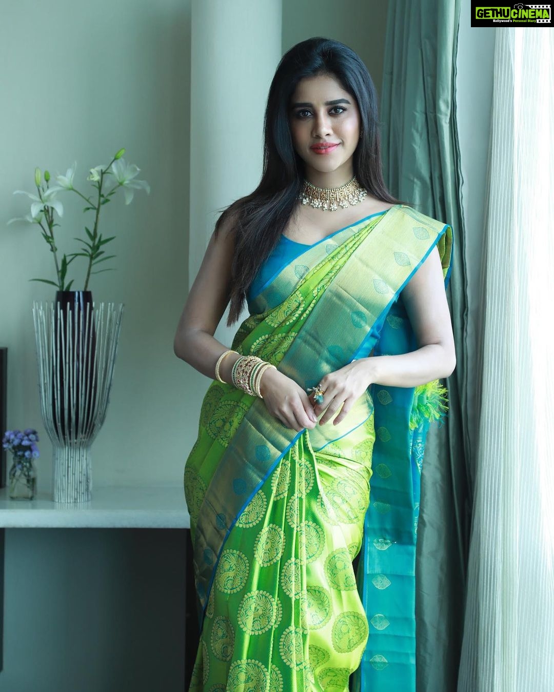 Nabha Natesh Instagram - My fav look for this festive season ๐ : : : : : Styled by @impriyankasahajananda Blouse @madhurasdesignerstudio Jewlry by @ vibha_creations_collections Photography @rajiv.krishna.14 #styledbypriyankasahajananda
