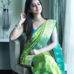 Nabha Natesh Instagram - My fav look for this festive season 🍏 : : : : : Styled by @impriyankasahajananda Blouse @madhurasdesignerstudio Jewlry by @ vibha_creations_collections Photography @rajiv.krishna.14 #styledbypriyankasahajananda