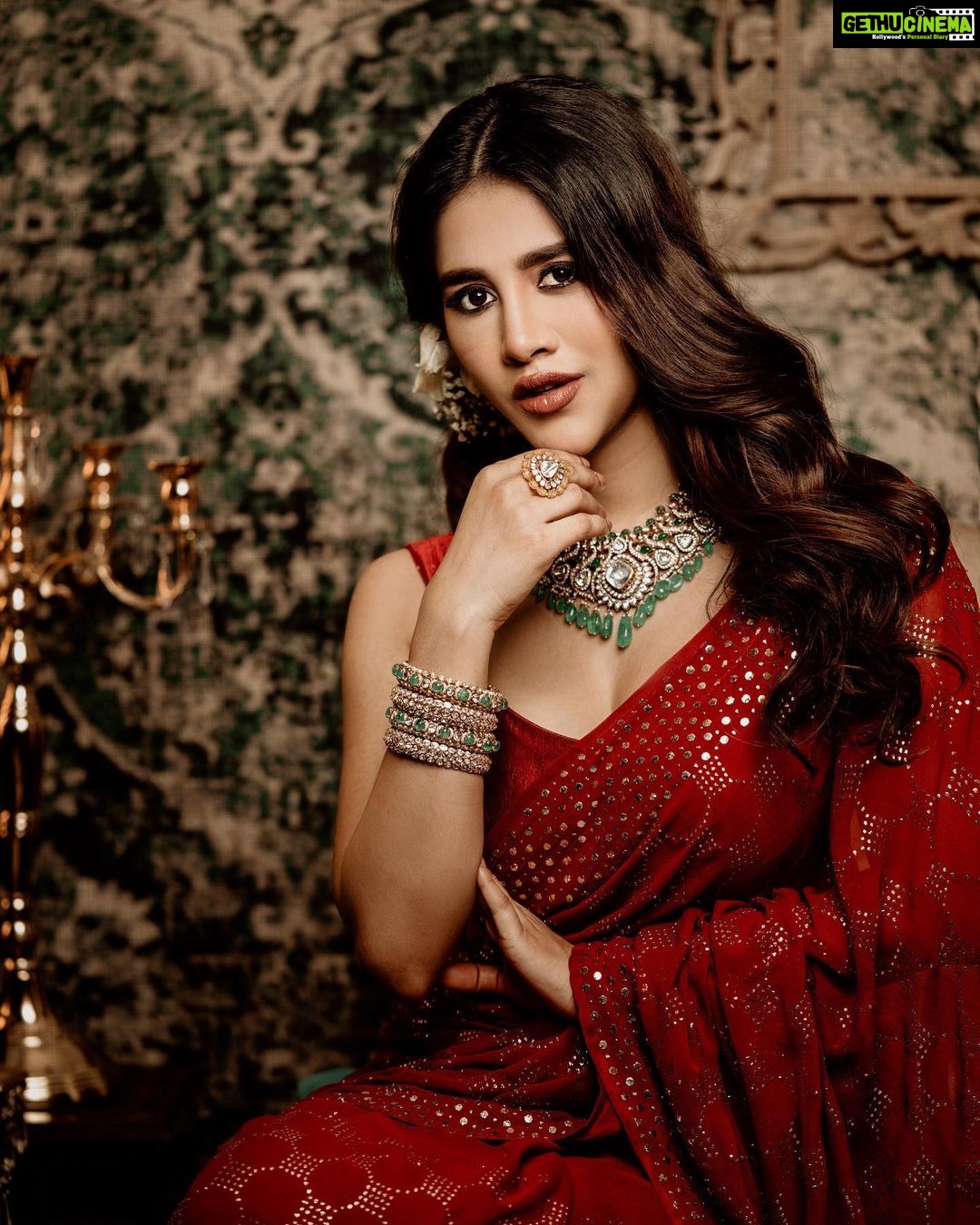 Nabha Natesh Instagram - 🥀🥀🥀🥀🥀🥀 ; : : For @youandimag Styling: @officialAnahita Outfit: @Paaprikastore Jewellery: @Kalasha_FineJewels Makeup: @StyliciousBySam Hair: @GulzarrWalaani Decor: @OneWeddingindia Photography: @Adrin_Sequeira; Assistants: @Abhishek0.7 and @paint.the.dark Videography: @gyan.singh.thakur