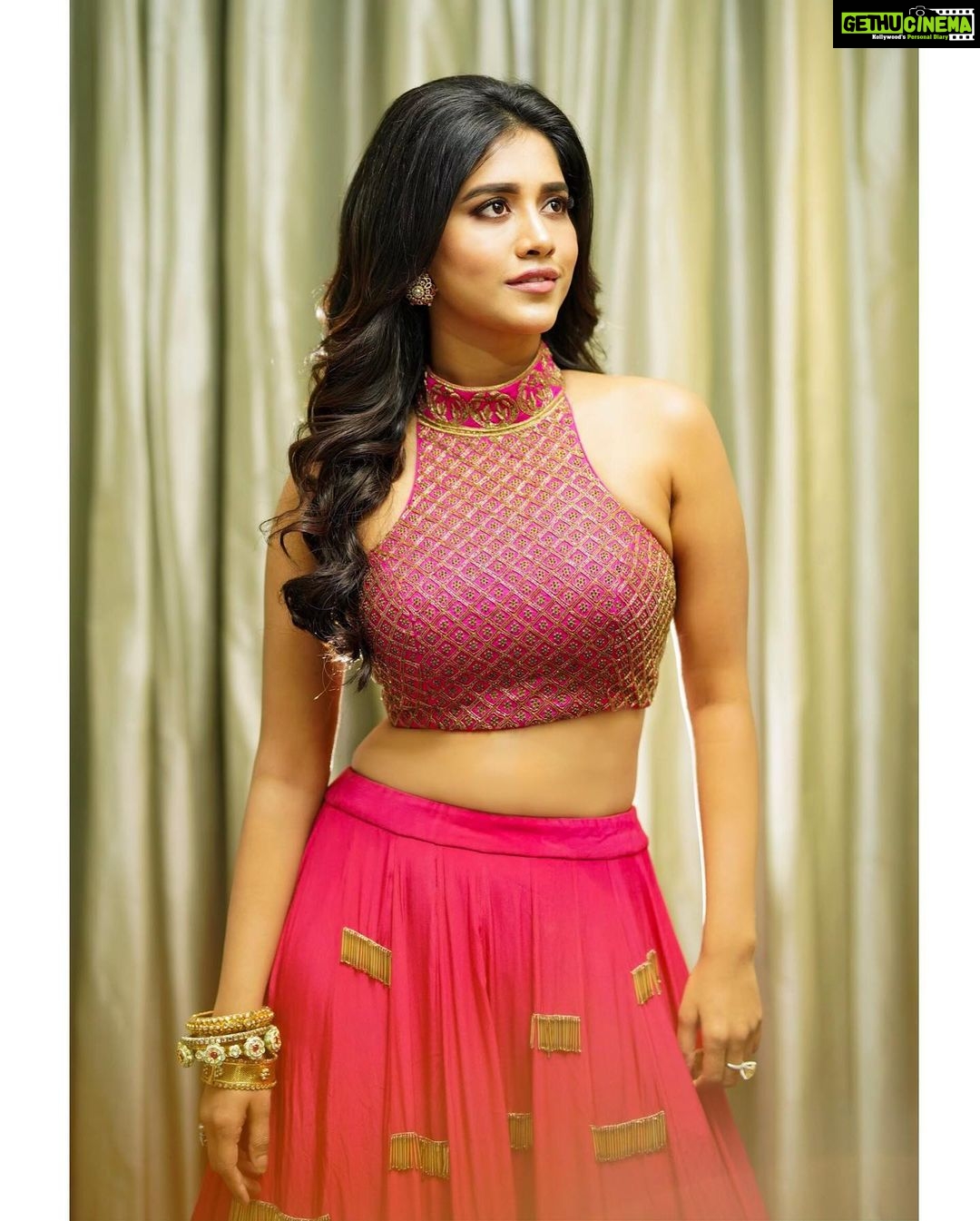 Nabha Natesh Instagram - Heyyyyy!!!! . . . . . For cinemahotsavam Lehenga: @vaishaliagarwal_ Earrings: @amrapalijewels Rings: @izaarajewellery Pic: @abhilash_elaprolu Styled by @officialanahita