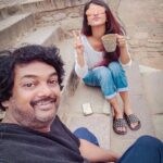 Nabha Natesh Instagram - Coffeeing with the sweetest co- coffeelover 🥰@purijagannadh sir☺️ Shooting the title track 🤩 . . . Have u heard it yet !!!!!!????? Link in the bio boyssssss!!! #ismartshankaronjuly12