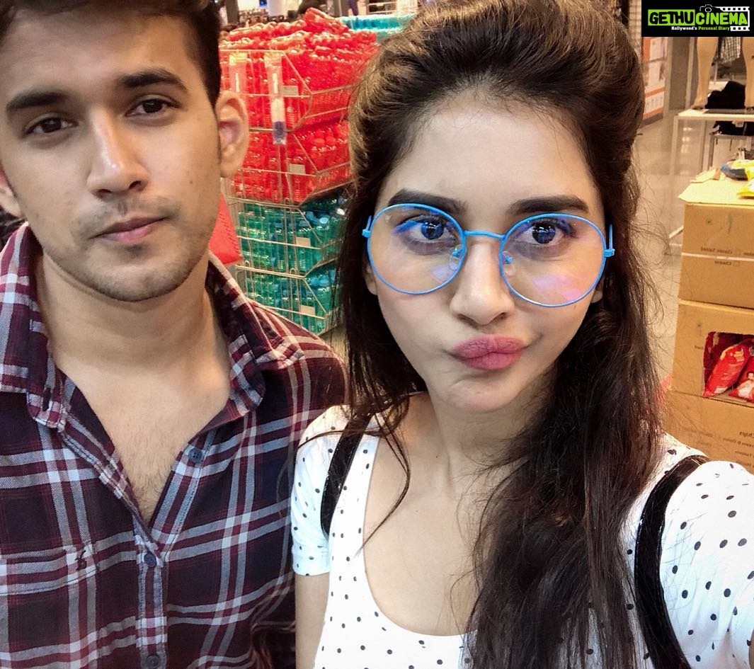 Nabha Natesh Instagram - Heyyy !!!!! We agreed on goofy faces ๐ @nahushachakravarthi worst brother ๐ . . . . PS: u are going to see a lot of those blue frames ๐ also we dint go to buy those colourful bottles ๐ฌjust bot a black oneโบ๏ธ
