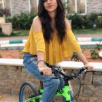 Nabha Natesh Instagram - 😬stole to pose☺️🤘🏻also rode a little 😬 PS: it was flat tiered , hence the struggle 😬
