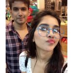 Nabha Natesh Instagram - Heyyy !!!!! We agreed on goofy faces 🙄 @nahushachakravarthi worst brother 😓 . . . . PS: u are going to see a lot of those blue frames 👓 also we dint go to buy those colourful bottles 😬just bot a black one☺️