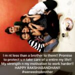 Naira Shah Instagram - I m not less than a big brother to them!! Promise to protect u all the time!! U 3 give me motivation to work harder! Will never let u down!! Happy RAkshabAndhan!! ❤️😍😘😘😘 Mumbai, Maharashtra