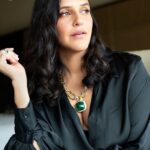 Neha Dhupia Instagram - 🖤 Another of from the #coverstory @zeezest . . . . . . . . Editor: Sumita Bagchi Text: Sayoni Bhaduri Photographer: @atulkasbekar Creative Consultant: @mitrajitb Assistant photographer and BTS video: @rahulsawant BTS Edit: Media Edge Stylist: @anshikaav Assistant stylist: @tanazfatima Hair stylist: @artistpoonamsolanki Makeup artist: @mitavaswani Location: @jwmarriottjuhu Artist PR: @think_talkies Outfit- @sonaakshiraaj Neck - @karishma.joolry Ring - @anayah_jewellery