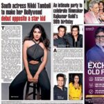 Nikki Tamboli Instagram - Today’s @bombaytimes #bollywooddebut#nikkitamboli 🙏💐💖☺️