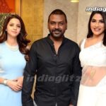 Nikki Tamboli Instagram - #shakeyobody #kanchana3 few stills from today’s pre release event of Kanchana3 in Hyderabad 🙏🏻#19thapril release world wide #nikkitamboli#nikkitambolifansclub