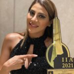 Nikki Tamboli Instagram - Wow this feels amazing! Thank you so much international Iconic Award for presenting me with International iconic entertainer of the year award. I have reached here because of my hardwork and the amount of love that I have received from my fans. I’m gonna make sure, I entertain my fans and audiences all my life through my performances and they continue to love me like this. Thank you so much for making me win this #gratitude #love #believe #faith #patience #blessed #nikkitamboli ❤️ Outfit : @eyecandybyps Jewellery : @silverjewellerycouture.sjc Styled by : @ruchikapoor