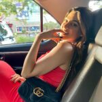 Nikki Tamboli Instagram - Delhi has my heart ❤️ #red #love #nikkitamboli 🥰🥰