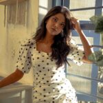 Nivedhithaa Sathish Instagram - Spotted polka dotted! ⚫️🤍 Shot by - @ranjiramesh Makeup by - @ranjiramesh Concept by - @shraddhaiyerr Location - @eatalica Eatalica