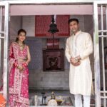 Payal Rohatgi Instagram - As a married couple our first blessings at Temple Pancheshwar Mahadev in Agra. It’s located at the East gate of TajMahal. Visit that before u go visit Taj 🙏 #payalrohatgi #sangramsingh #payalkesangram 📸 : @movieingmoments Travel Partner : @holidaysbymaitri24 @mvtsindia Decor : @kps__events_ Wedding ideation : @anupma543 Payal’s Outfit : @_risaofficial @house_of_risa_ @wfivecommunication Payal’s jewellery : @multanijewellersofficial Sangram’s outfit : @asopalav