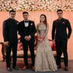 Payal Rohatgi Instagram - Thank you our youth idol, mentor, Olympic Medallist, true Champion, Member of Parliament, down to earth, amazing human being, elder Brother Shri. @ra_rathore ji for your & our Dashing Youngest international Shooting Champion dear @manavrathore_ graceful presence & giving blessings to us on our big day. Respect & lots of love for whole family 🙏🤗 पाyal ke Sangराम ❤️ . . #rajyawardhansinghrathore #manavrathore #youthicon #motivator #greatsoul #sangramsingh #payalrohatgi #wedding #guest #family #reception