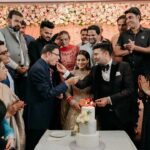 Payal Rohatgi Instagram - Thank you our role model, mentor, history maker, inspiration for everyone, amazing human being, renowned journalist, Padama Bhushan Shri. @rajatsharmalive sir for your graceful presence & giving blessings to us on our big day. We love you alot🙏🤗 पाyal ke Sangराम❤️ . . #rajatsharma #inspiration #rolemodel #mentor #indiatv #sangramsingh #payalrohatgi #wedding #guest #family India Habitat Centre