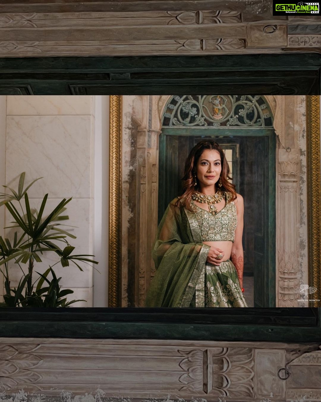 Payal Rohatgi Instagram - With wildflowers in her hands. Love the green hues and perfect vibes on @payalrohatgi ‘s Mehendi Day. Here’s to the ritual that marks the beginning. Photography : @movieingmoments Outfit: @house_of_risa_ @_risaofficial @wfivecommunication Jewellery: @multanijewellersofficial Hair & makeup: @anchalvermamua Venue partner: @jaypeehotels . . . #payalkesangram #payalrohatgi #payalsangramwedding #sangramsinghwrestler #weddingphotography Jaypee Palace Agra