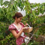 Pooja Hegde Instagram – Here’s one happy fruit picker for you.. 🍒🍓 #thejoyinsimplethings Gloucestershire