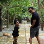 Prakash Raj Instagram - Monsoon.. Saturday masti in the farm with my son .. happy weekend everyone 🤗🤗🤗