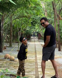 Prakash Raj Instagram - Monsoon.. Saturday masti in the farm with my son .. happy weekend everyone 🤗🤗🤗