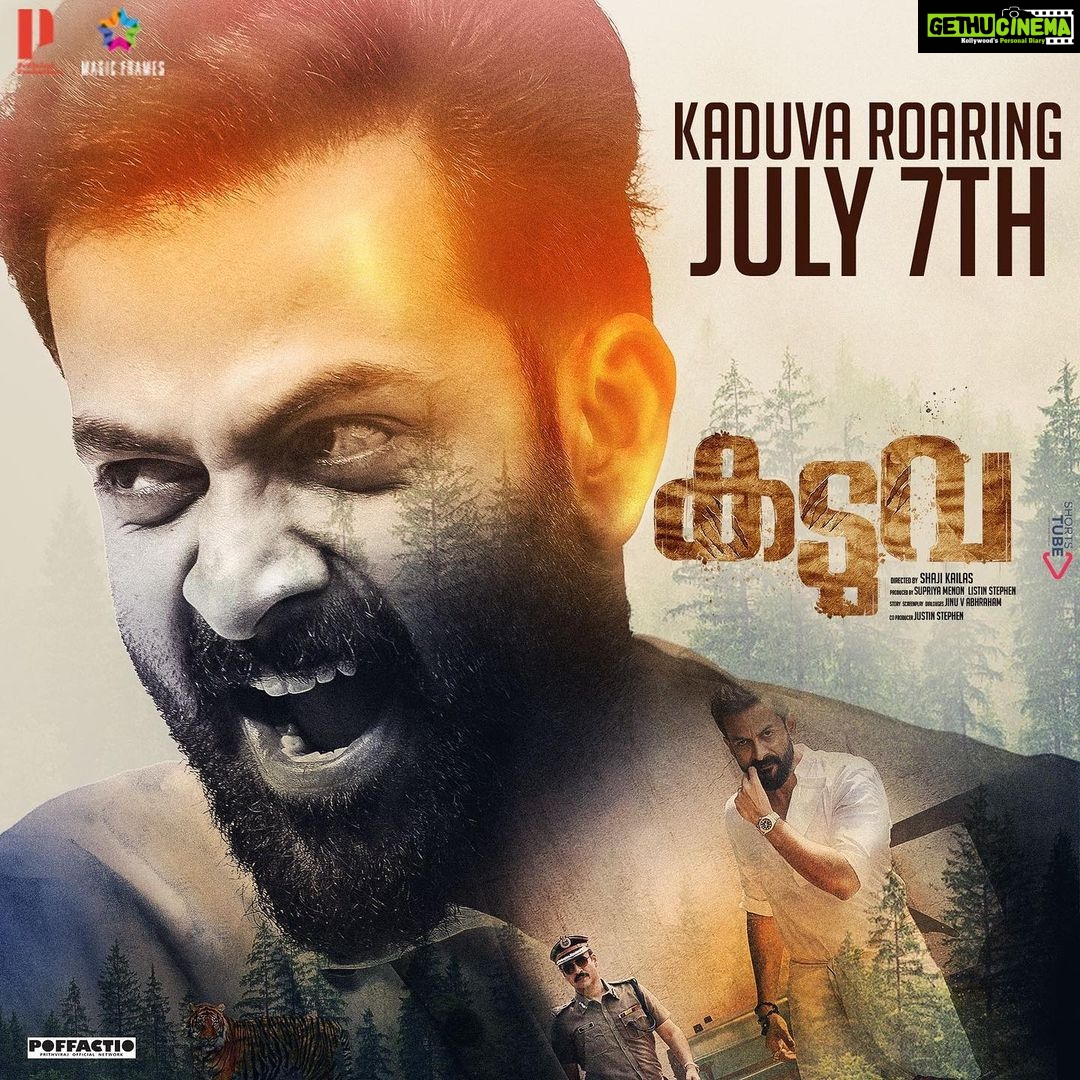 Prithviraj Sukumaran Instagram - See you in cinemas across the world tomorrow! #KADUVA 😊