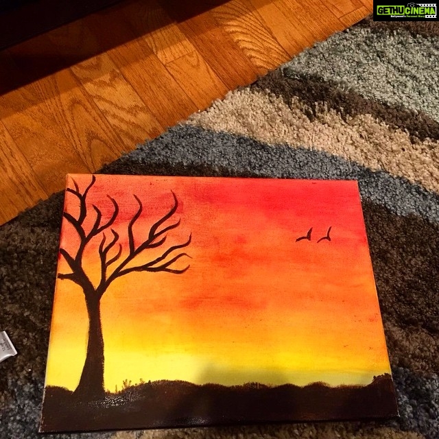 Priyanka Jawalkar Instagram - Some serious painting scenes happening today 😍 #acrylicpainting #canvas #sunset 🌅 #childhoodtalent 😎