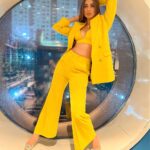 Raai Laxmi Instagram – Stay Classy,Sassy & a bit bad Assy💛

Outfit : @ranbirmukherjeeofficial 
Necklace : @cacklewithlove @vblitzcommunications 
Styled : @trishadjani 
Make up : @vishalcharanmakeuphair 
Hair :  @pinky 

#yellowIsMyNewColour #mediaevent #promotions #telugu 💛