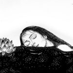 Rajisha Vijayan Instagram – Floating away among the water lilies,
Rippling with dreams
Along with platies 
She was right there, hiding in plain sight. Oh and not wanting to be seen! Or maybe seen and not touched. Or maybe touched but dare not be plucked. 

@ashlin_augustin_jozef thank you for this illustration. Found it exactly when I needed. 😊