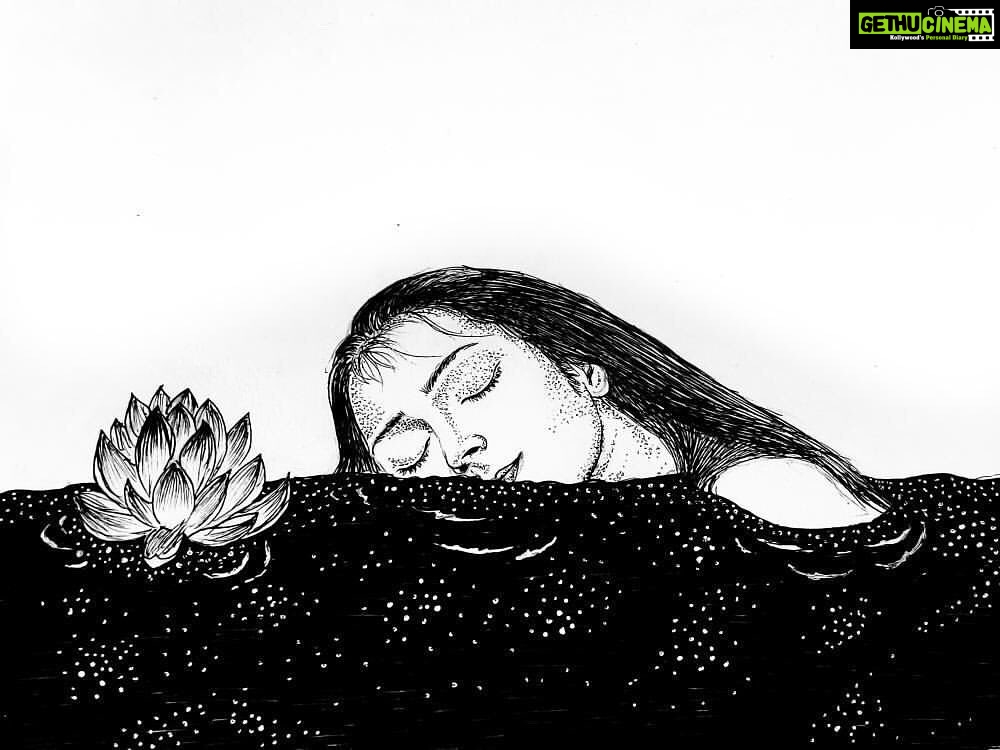 Rajisha Vijayan Instagram - Floating away among the water lilies, Rippling with dreams Along with platies She was right there, hiding in plain sight. Oh and not wanting to be seen! Or maybe seen and not touched. Or maybe touched but dare not be plucked. @ashlin_augustin_jozef thank you for this illustration. Found it exactly when I needed. π