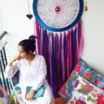 Rajisha Vijayan Instagram - Mornings I miss. :) Who doesn’t have a favourite spot in their house! Meet mine, the balcony. A place where you can ponder into a book, sip some hot tea, meditate or simply just look at the world from a whole new angle. 💕 This huge dream catcher that becomes the centrepiece of my happy place was woven by some very talented women artists who come together to create @soul_works_mumbai 🙌🏼💕 Also this one lits up at night and well that’s for another time. Cloud cushions that you can melt into, are from @decor_kraft ☁️🌈