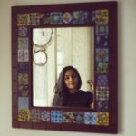 Rajisha Vijayan Instagram - Reflecting real vs reel in an @urbanportico mirror. 👁♥️ . . #myloveforbluepotterymirrors #handmade