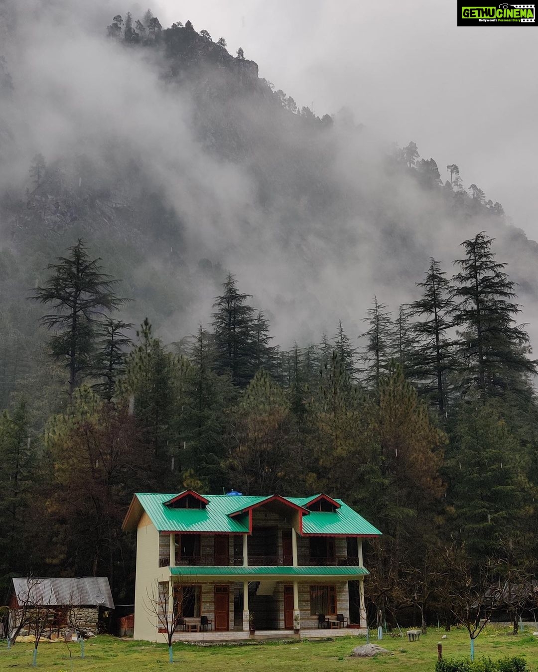 Rajisha Vijayan Instagram - Just before lockdown this was my last trip, planned and executed by @tentgraam ♥️ Day 1: After an overnight journey from Delhi, we woke up to the amazing view of Himalayas. Kasol is a magnificent place for travellers, situated right in Parvati valley, it is a true home for anyone seeking nature and peace. We stayed at this humble cottage amidst pine and apple trees, with a river running right behind it. It is run by a sweet family and their puppy Max is in the third photo. With some delicious food and a cozy weather, I knew this was slowly turning out to be one of my best vacays. @tentgraam you guys make the best trips ever! 🤗 Kasol Parvati Valley