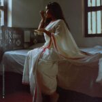 Rajisha Vijayan Instagram - The sun came and landed a kiss on her forehead She leaned in, slowly tracing it with her ringfinger And found a big bright red dot right there The souvenir, her crimson love stayed etched until the next morning.. ♥️